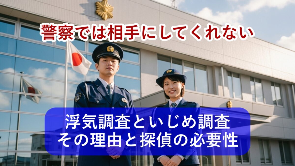 警察では相手にしてくれない浮気調査といじめ調査 その理由と探偵の必要性について